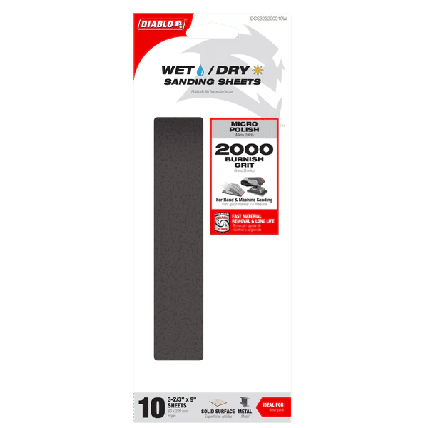 DIABLO DCS323200010W 1/3 Sheet 2000-Grit Wet/Dry Sanding Sheets (10-pc) - Image 2