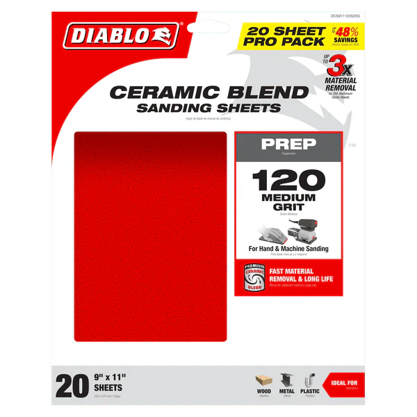 DIABLO DCS911120S20G 9" x 11" 120-Grit Sanding Sheets (20-pk) - Image 2