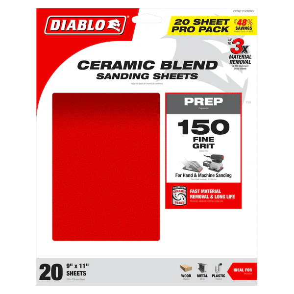 DIABLO DCS911150S20G 9" x 11" 150-Grit Sanding Sheets (20-pk) - Image 2