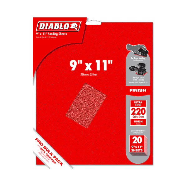 DIABLO DCS911220S20G 9" x 11" 220-Grit Sanding Sheets (20-pk) - Image 2