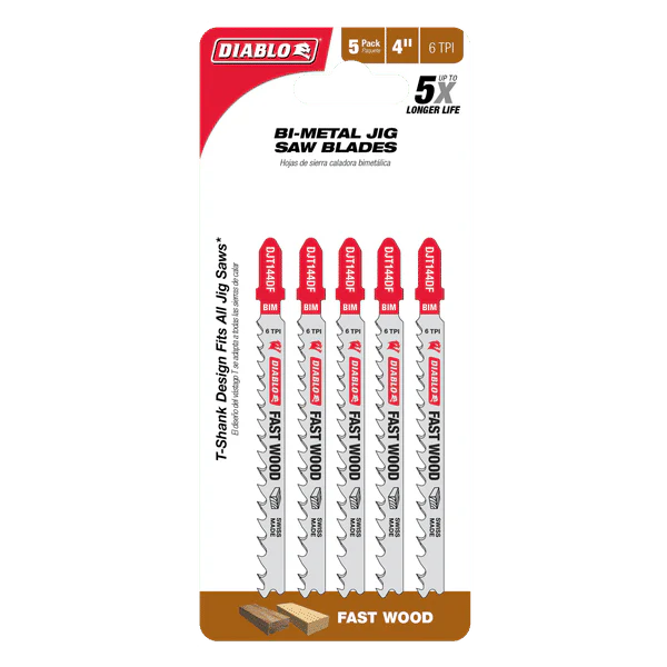 DIABLO DJT144DF5 4" 6TPI Bi-Metal Jig Saw Blades for Wood (5-pk) - Image 2