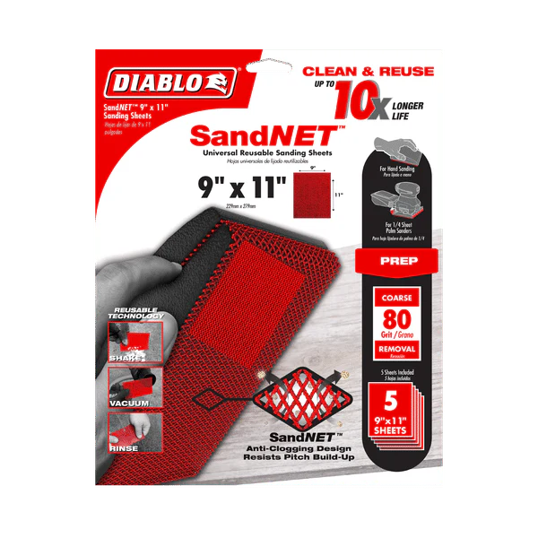 DIABLO DND911080H05G 9" x 11" Sand Demon™ 80-Grit Universal Reusable Sanding Sheet (5-pk)