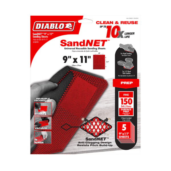 DIABLO DND911150H05G 9" x 11" Sand Demon™ 150-Grit Reusable Sanding Sheets (5-pk)