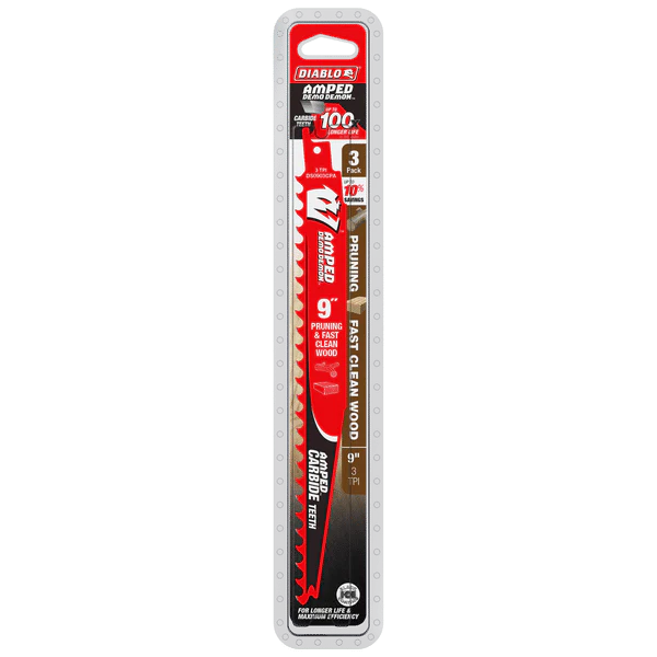 DIABLO DS0903CPA3 9" 3TPI AMPED™ Demo Demon™ Carbide Teeth Reciprocating Saw Blade for Pruning and Clean Wood - Image 2
