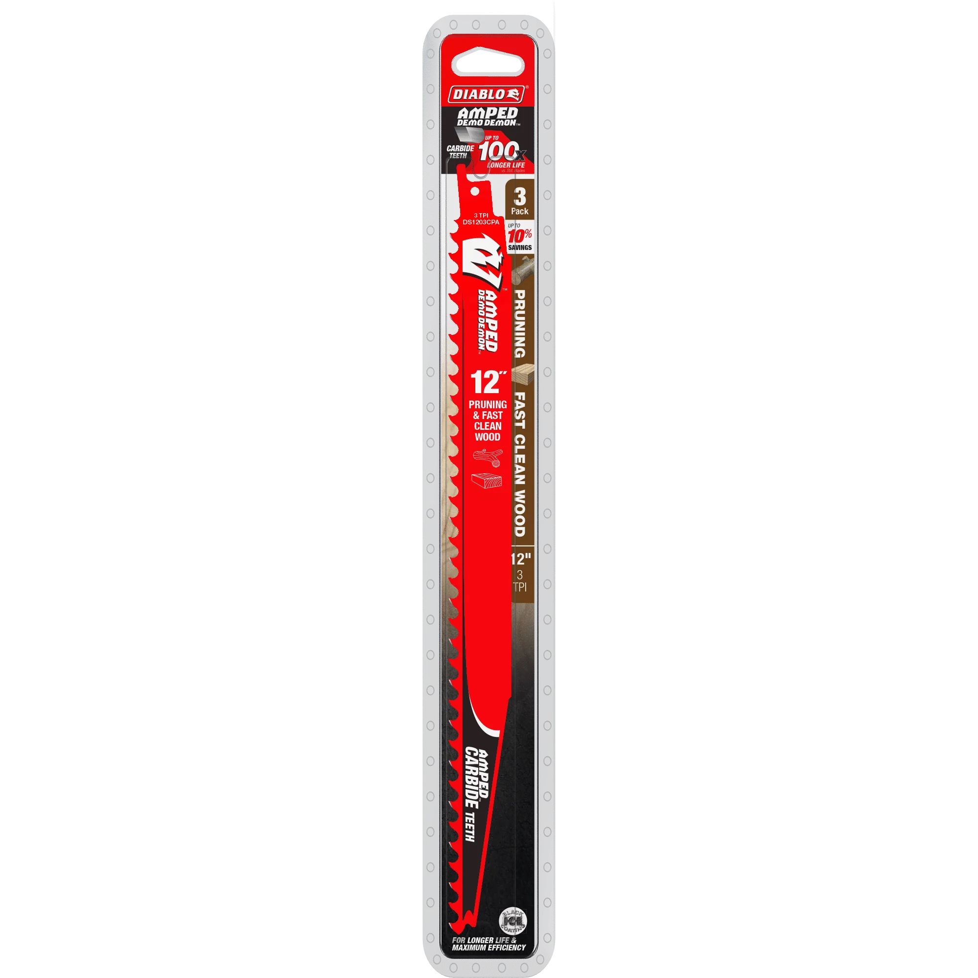 DIABLO DS1203CPA3 12" 3TPI AMPED™ Demo Demon™ Carbide Teeth Reciprocating Saw Blade for Pruning and Clean Wood - Image 2