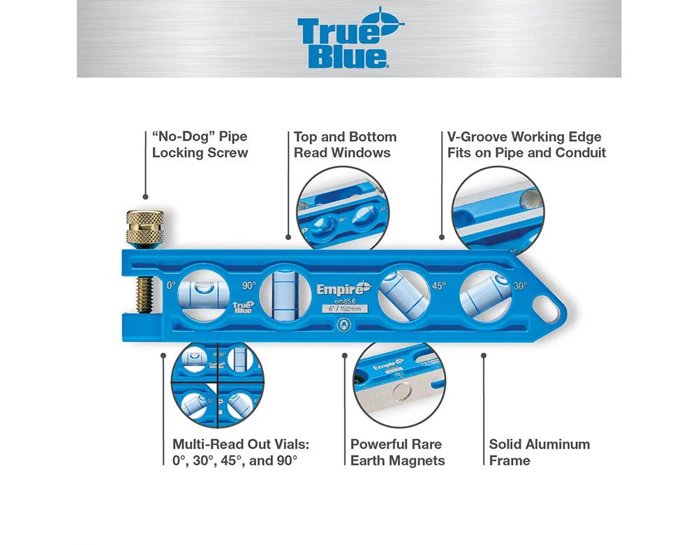 Empire EM85.6 6" TRUE BLUE® Die Cast Torpedo Level - Magnetic - Image 2