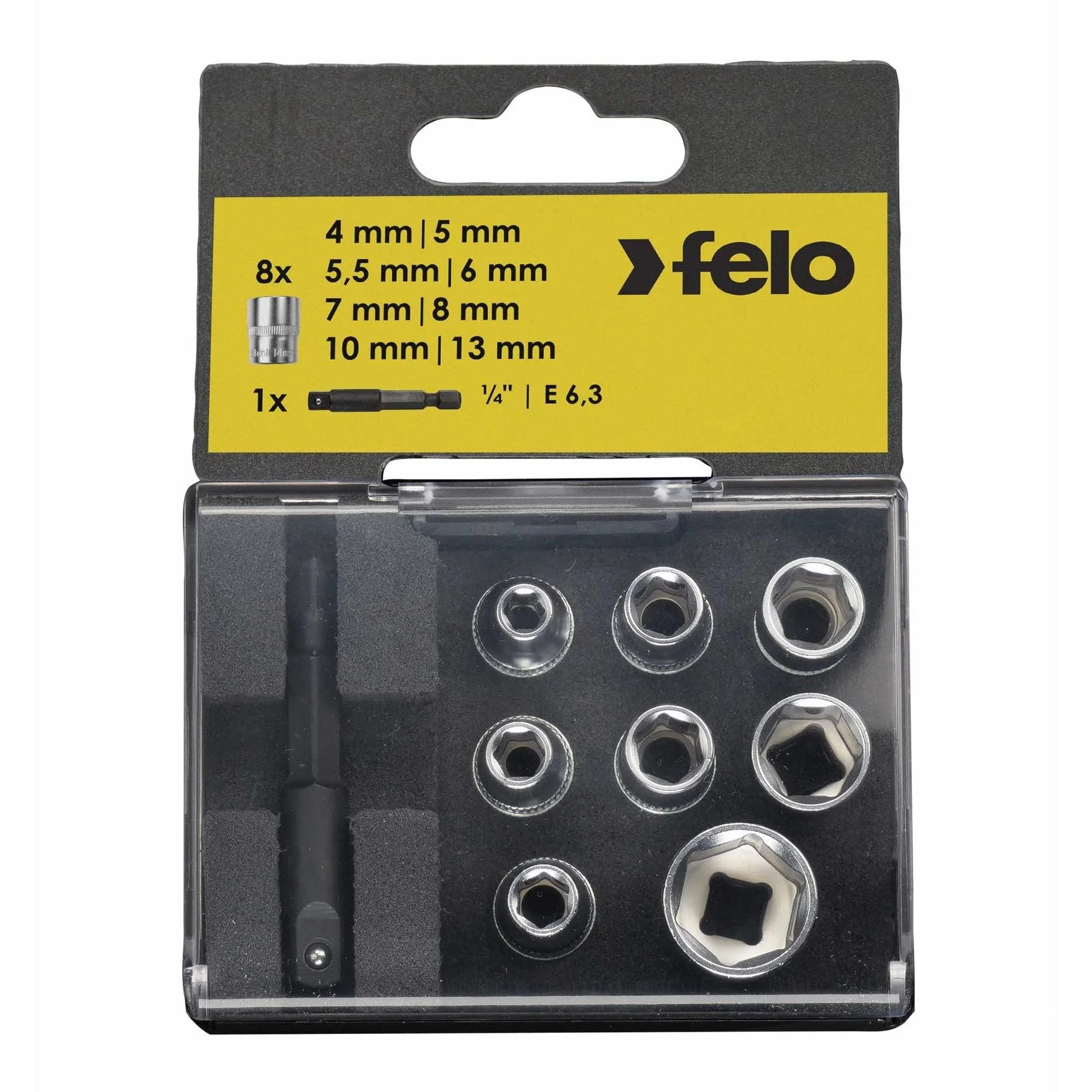 Felo Socket-Box 1/4" 9-pcs. SW 4 - 13 mm