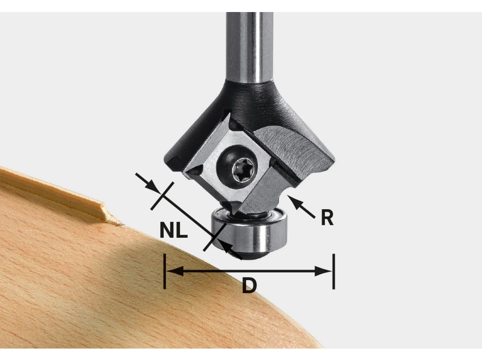 Festool 499809 Radius Router Bit S8 HW R2 D28 KL12,7 MFK - Image 2