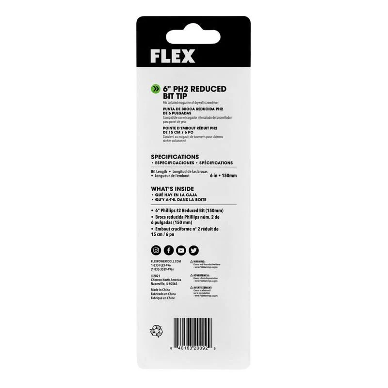 FLEX FA101000-5 6 in Phillips Bit For Collated Attachment (5-Pack) - Image 3