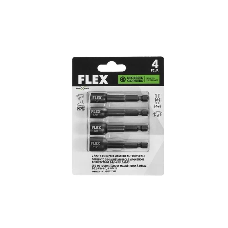 FLEX FAM10301-4 2-9/16in 4 PC IMPACT MAGNETIC NUT DRIVER SET - Image 4