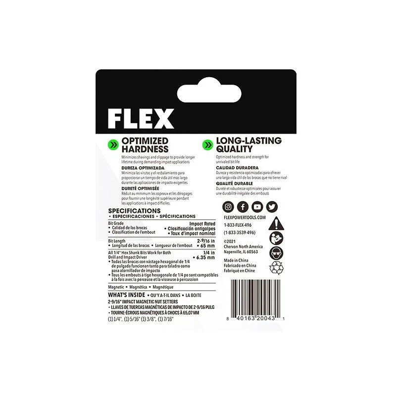 FLEX FAM10301-4 2-9/16in 4 PC IMPACT MAGNETIC NUT DRIVER SET - Image 5