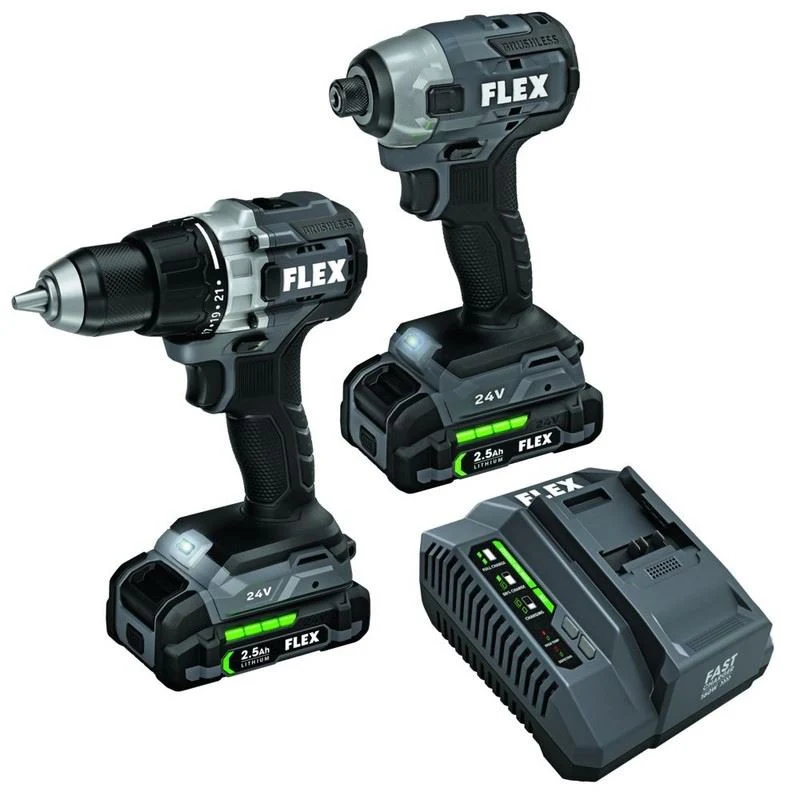 FLEX FXM201-2A 24V Brushless Drill Driver and Impact Driver Kit - Image 2