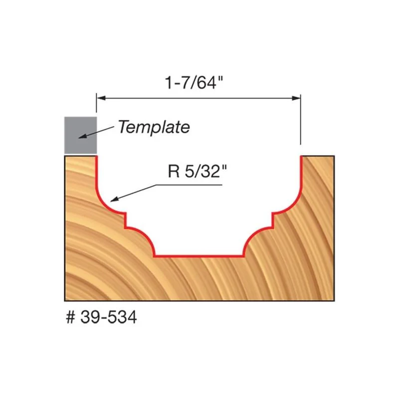 Freud | 39-534 5/32 Radius Top Bearing Cove and Bead Groove Bit with 3/8 Shank