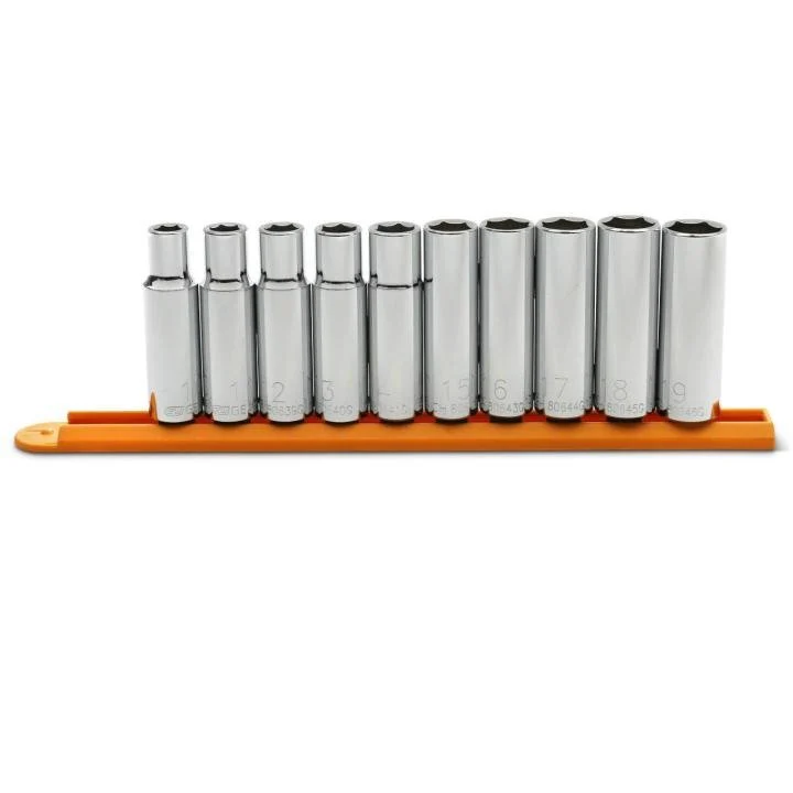 GEARWRENCH 80704 10 Piece 1/2" Drive 6 Point Deep Metric Socket Set