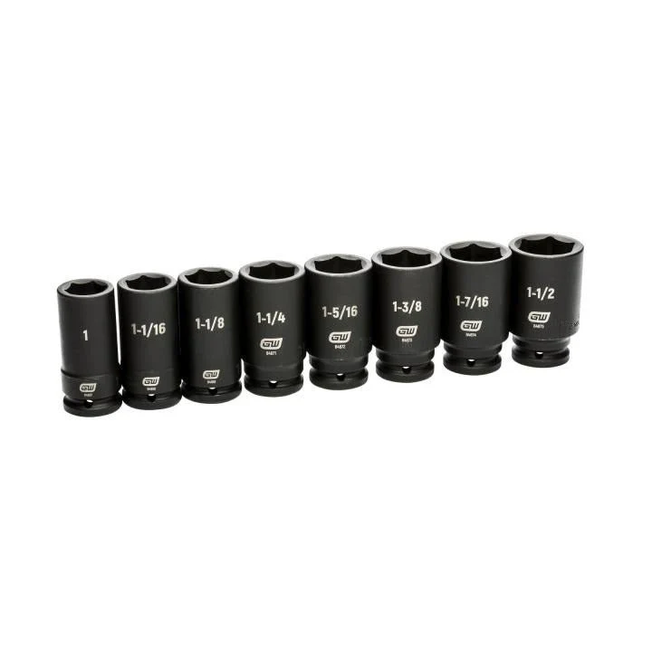 GEARWRENCH 84036 8 Piece 3/4" Drive 6 Point SAE Deep Impact Socket Set