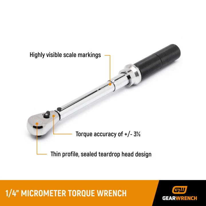GEARWRENCH 85060M ¼” Drive Micrometer Torque Wrench 30-200 in-lb. - Image 3