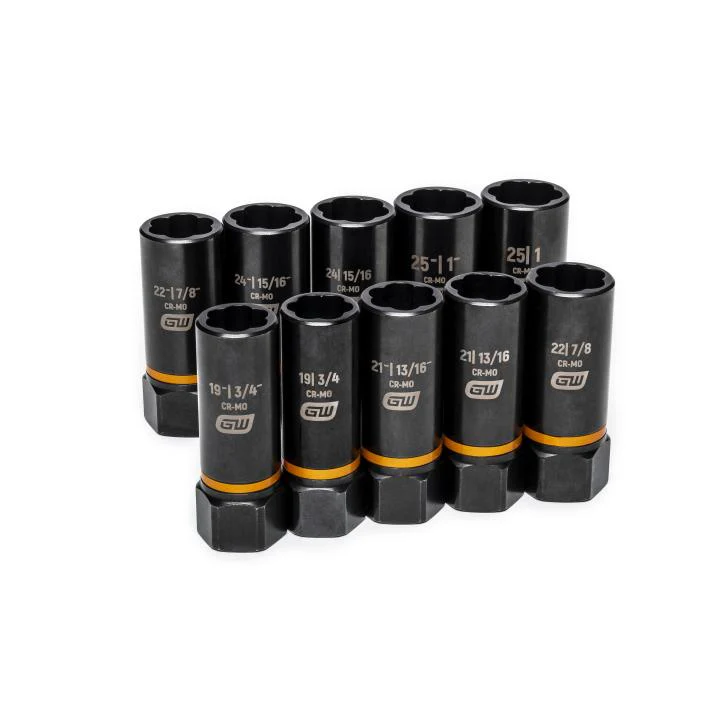GEARWRENCH 86071 10 Piece 1/2" Drive Bolt Biter™ Deep Extraction Socket Set