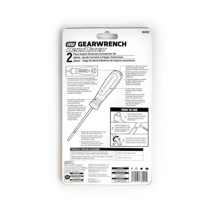 GEARWRENCH 86090 2 Piece Bolt Biter™ Dual Material Extraction Screwdriver Set - Image 4