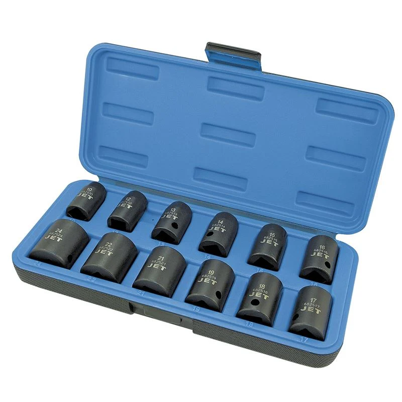Jet 610308 12 Pc 1/2 Dr Metric Impact Socket Set - 6 Point