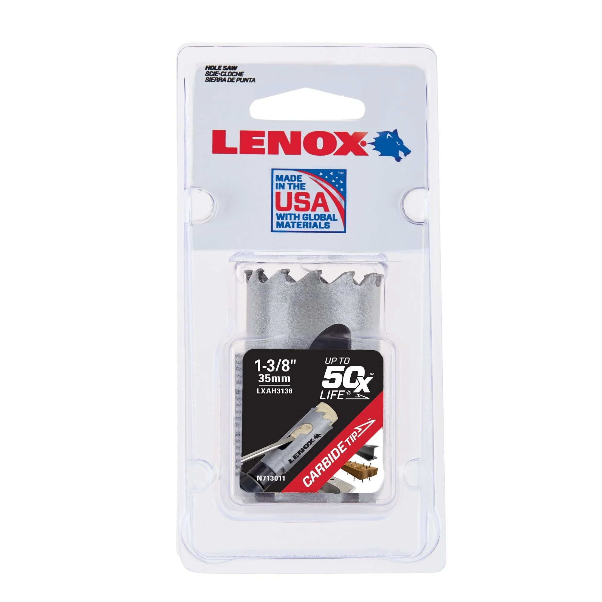 LENOX LXAH3138 Speed Slot® Carbide Tipped Hole Saw 35mm / 1-3/8"