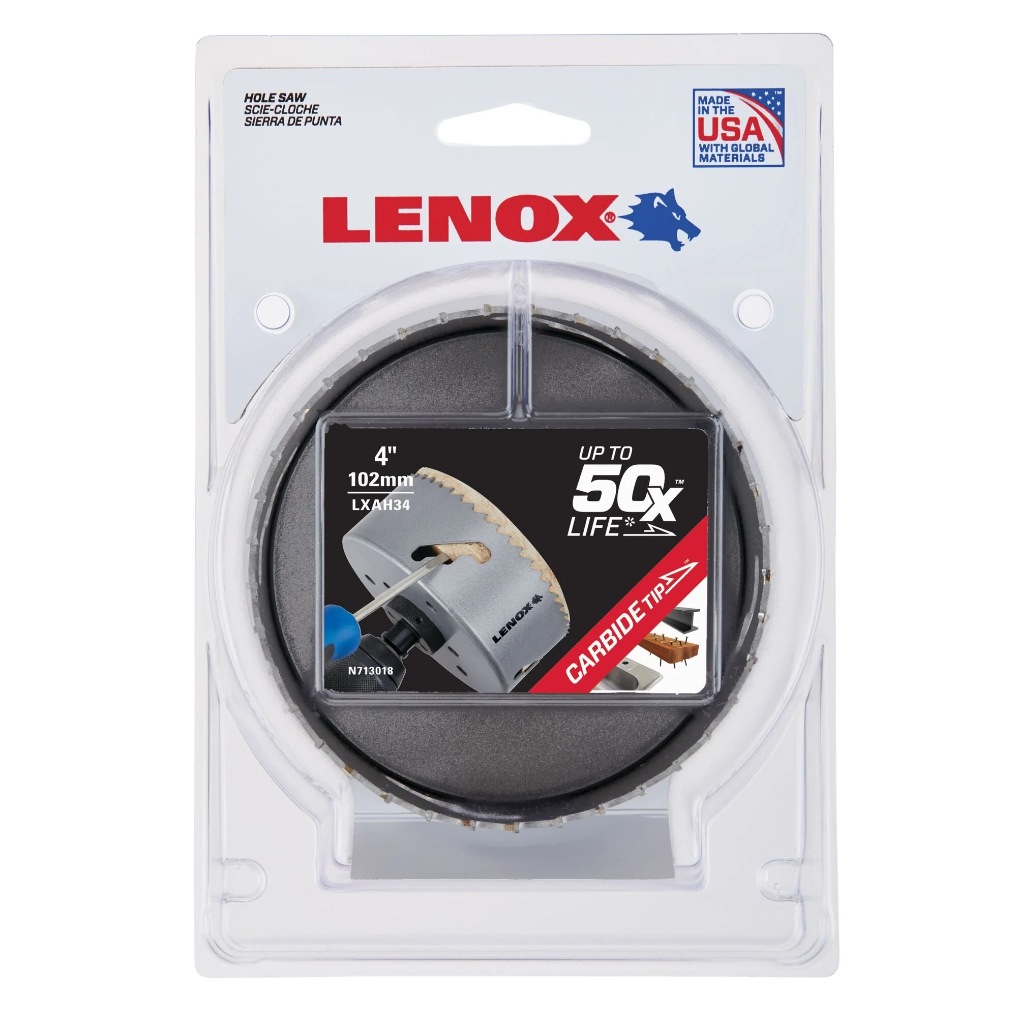 LENOX LXAH34 Speed Slot® Carbide Tipped Hole Saw 102mm / 4"