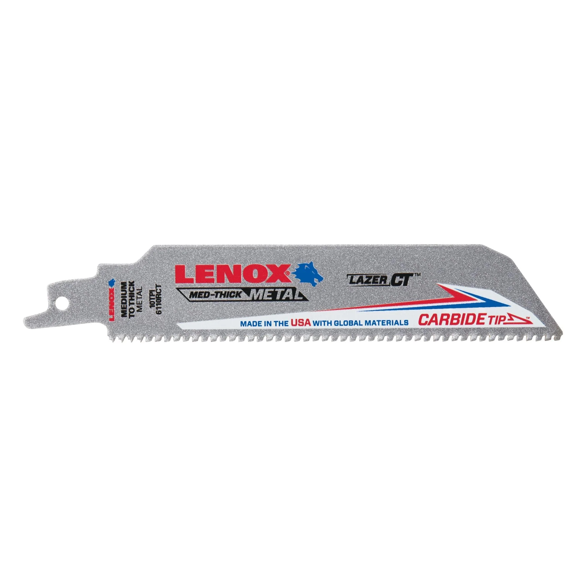 LENOX LXAR6110CT 6 in. x 1 in. LAZER CT™ 10 TPI Carbide Tipped Reciprocating Saw Blades (5 PK) - Image 3