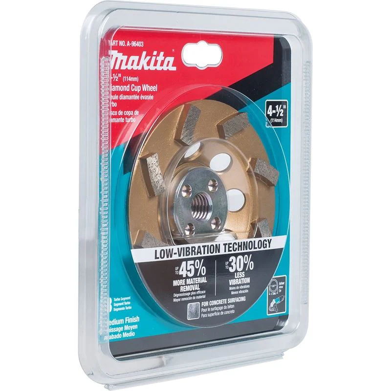 Makita A-96403 4-1/2in Low Vibration Diamond Cup Wheel, 8 Segment Turbo - Image 5