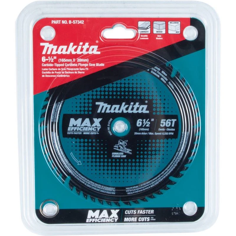 Makita B-57342 6-1/2in 56T Carbide Tipped Max Efficiency Cordless Plunge Saw Blade - Image 2