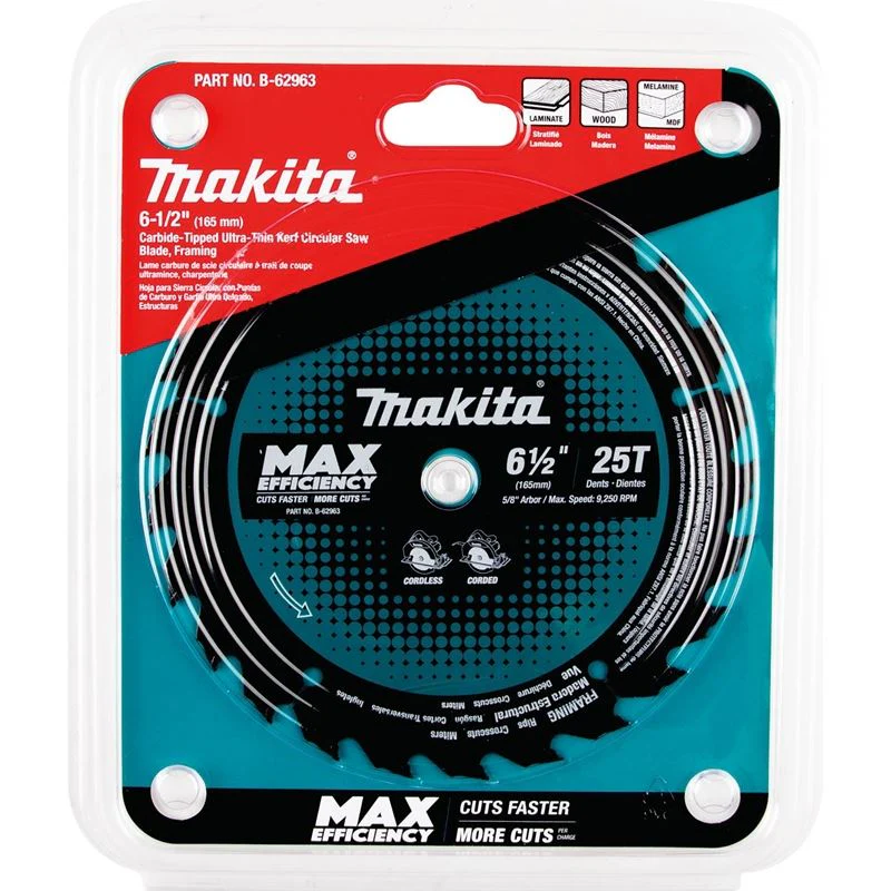 Makita B-62963 6â€‘1/2in 25T Carbideâ€‘Tipped Max Efficiency Circular Saw Blade - Image 3