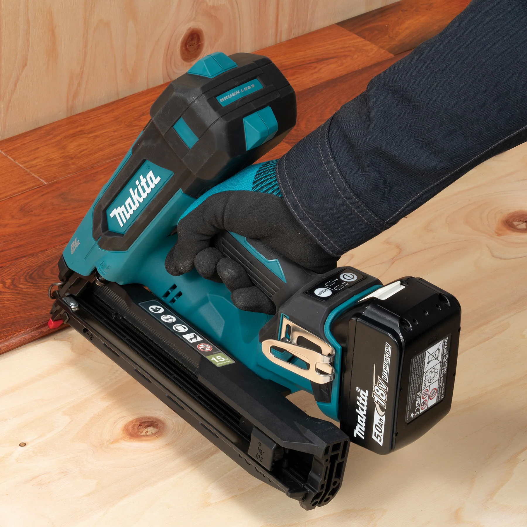 Makita DBN620Z 18V LXT Brushless 2-1/2" 15 ga Finish Nailer, 34°, Tool Only - Image 8