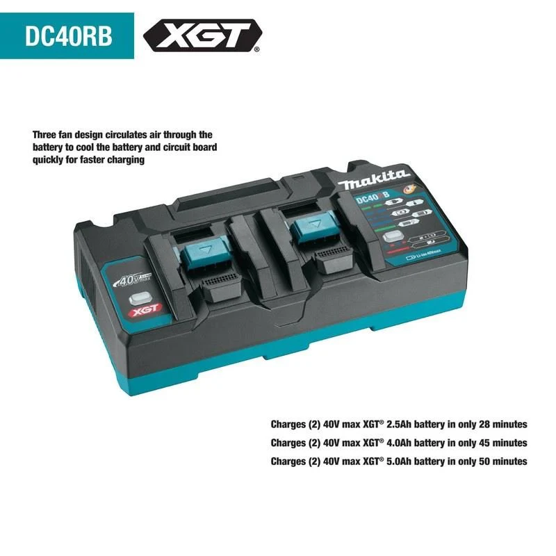 Makita DCR40RB 40V max XGT Dual Port Rapid Optimum Charger - Image 2