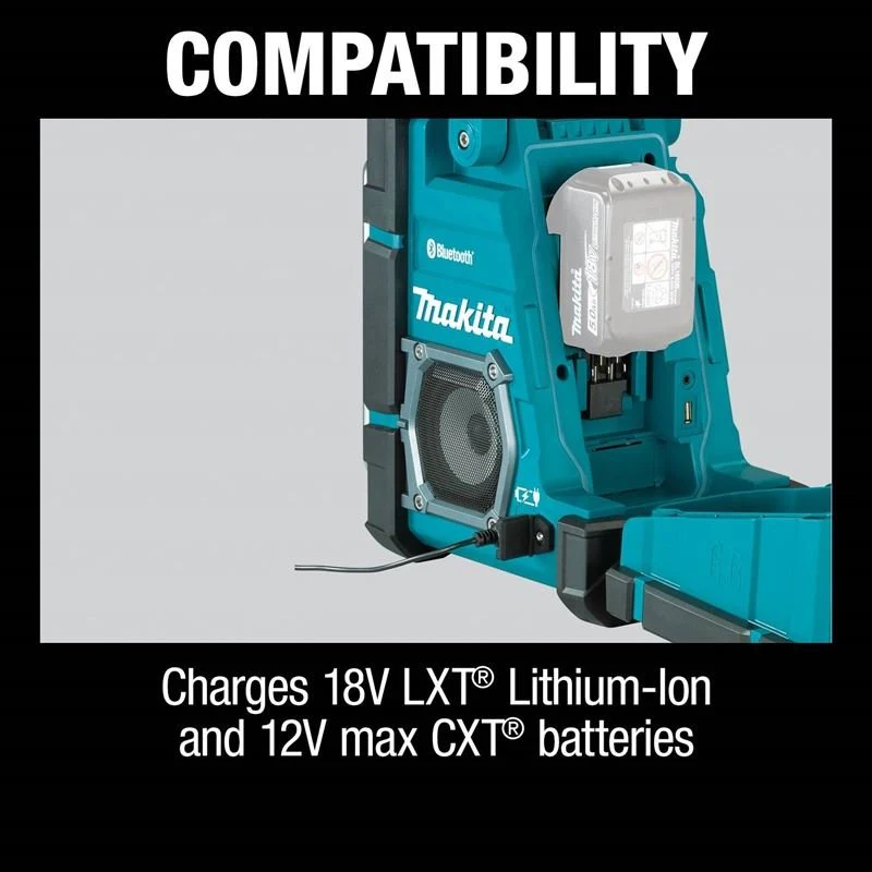 Makita DMR300 18V LXT / 12V MAX CXT Lithium‑Ion Cordless or Electric Job Site Charger / Radio with Bluetooth - Image 2