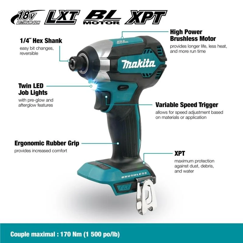 Makita DTD153Z 1/4in Cordless Impact Driver with Brushless Motor - Image 3