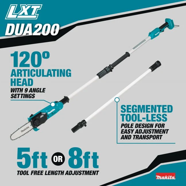 Makita DUA200Z 18V LXT Brushless 5' or 8' / 8" Pole Chainsaw, Tool Only - Image 2