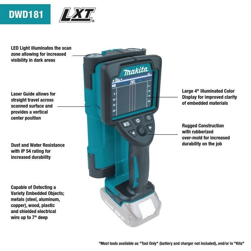 Makita DWD181ZJ 18V LXT Cordless Wall Scanner (Tool Only) - Image 4