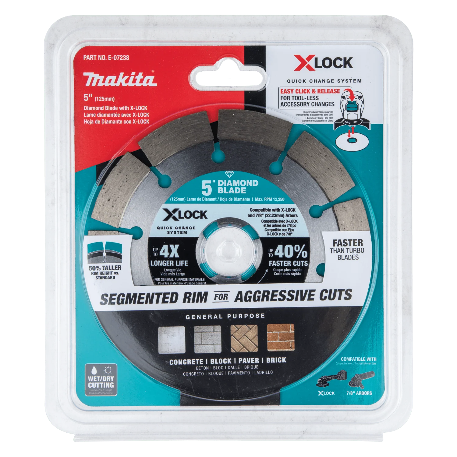 Makita E-07238 X‑LOCK 5" Segmented Diamond Blade for Masonry Cutting - Image 2
