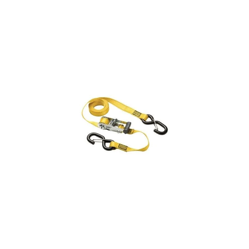 Master 3057DATSC 10ft (3m) x 1in (25mm) Ratchet Tie-Down with Strap Trapâ„¢; Yellow; 2 Pack