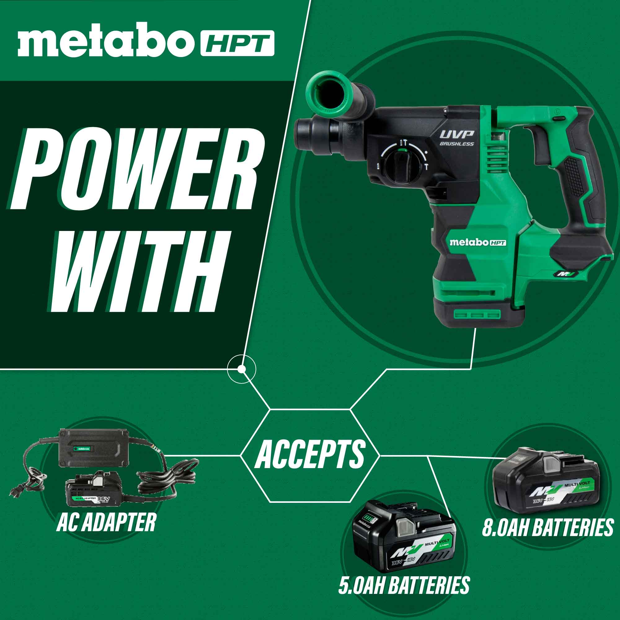 metabo HPT 36V MultiVolt™ 1-1/8" SDS Plus Rotary Hammer w/ UVP (Tool Body Only) - Image 6