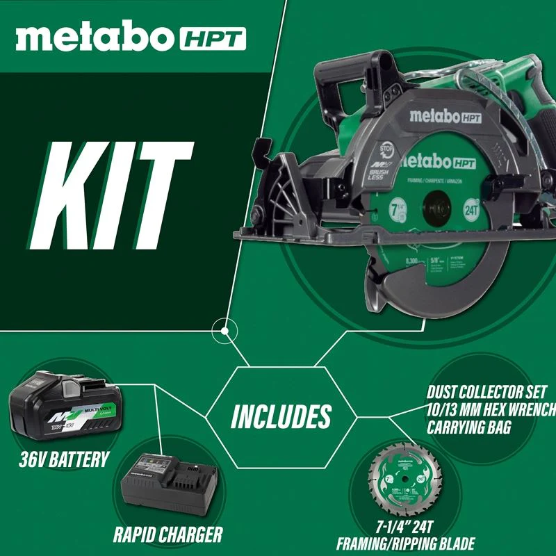 metabo HPT C3607DWA 36V MultiVolt 7-1/4 Inch Rear Handle Circular Saw - Image 3