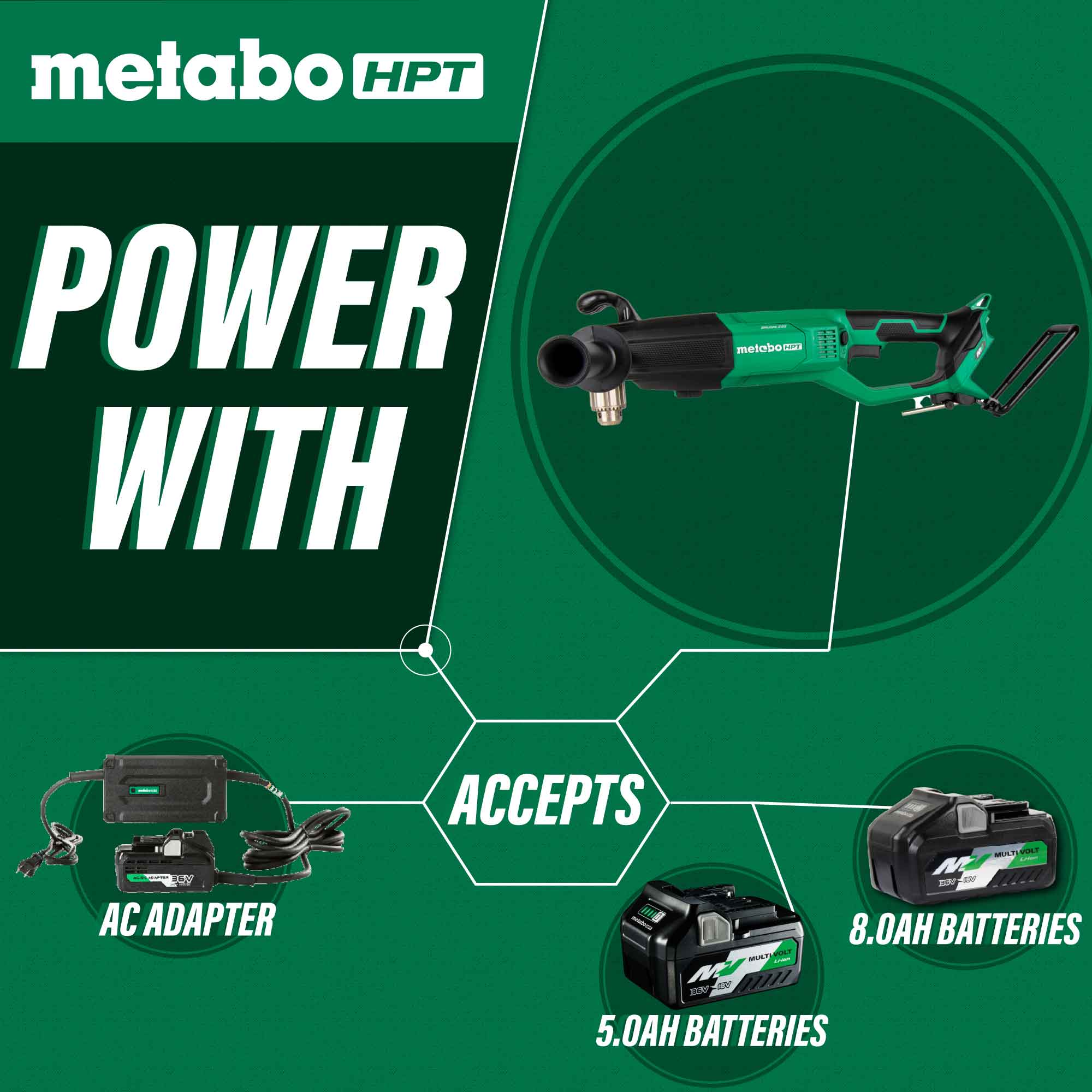 metabo HPT D36DYAQ4M 36V MultiVolt™ Cordless 1/2" High Power Right Angle Drill (Tool Body Only) - Image 7