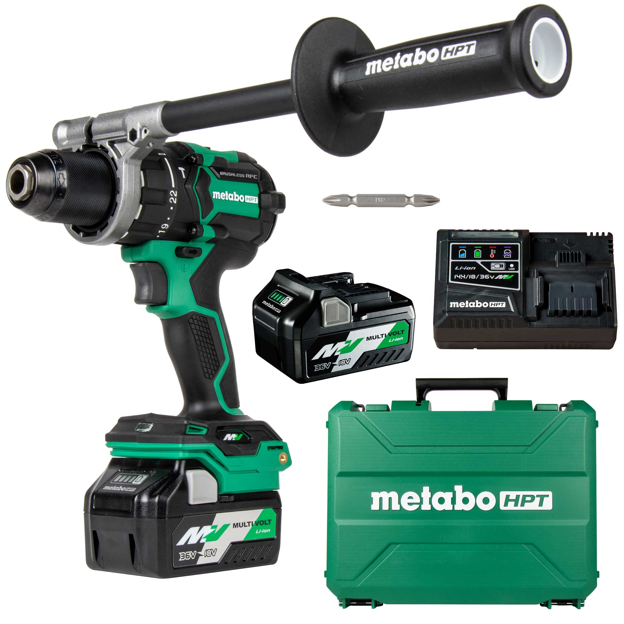 metabo HPT DV36DCM 36V MULTIVOLT™ CORDLESS BRUSHLESS 1/2" HAMMER DRILL KIT