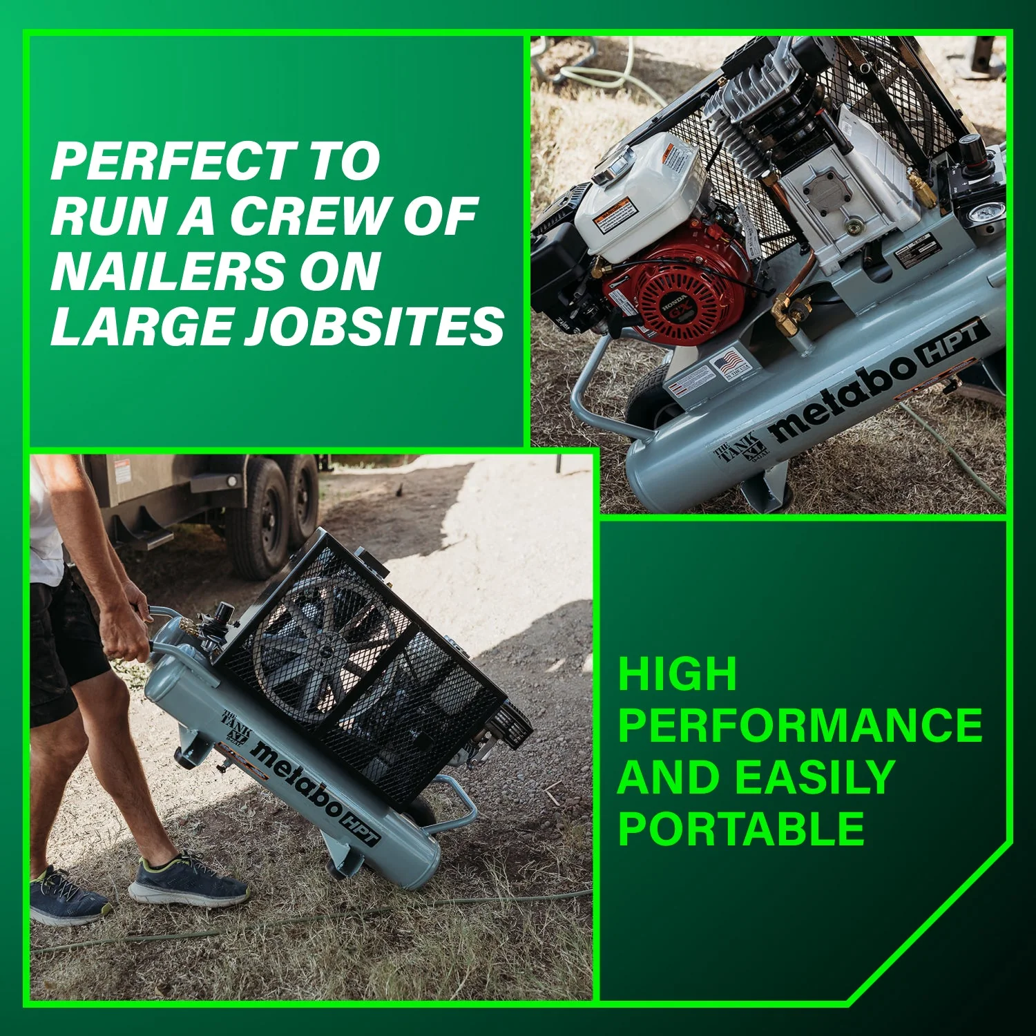 metabo HPT EC2610EAM 9 Gallon Gas Powered Wheelbarrow Air Compressor - Image 3