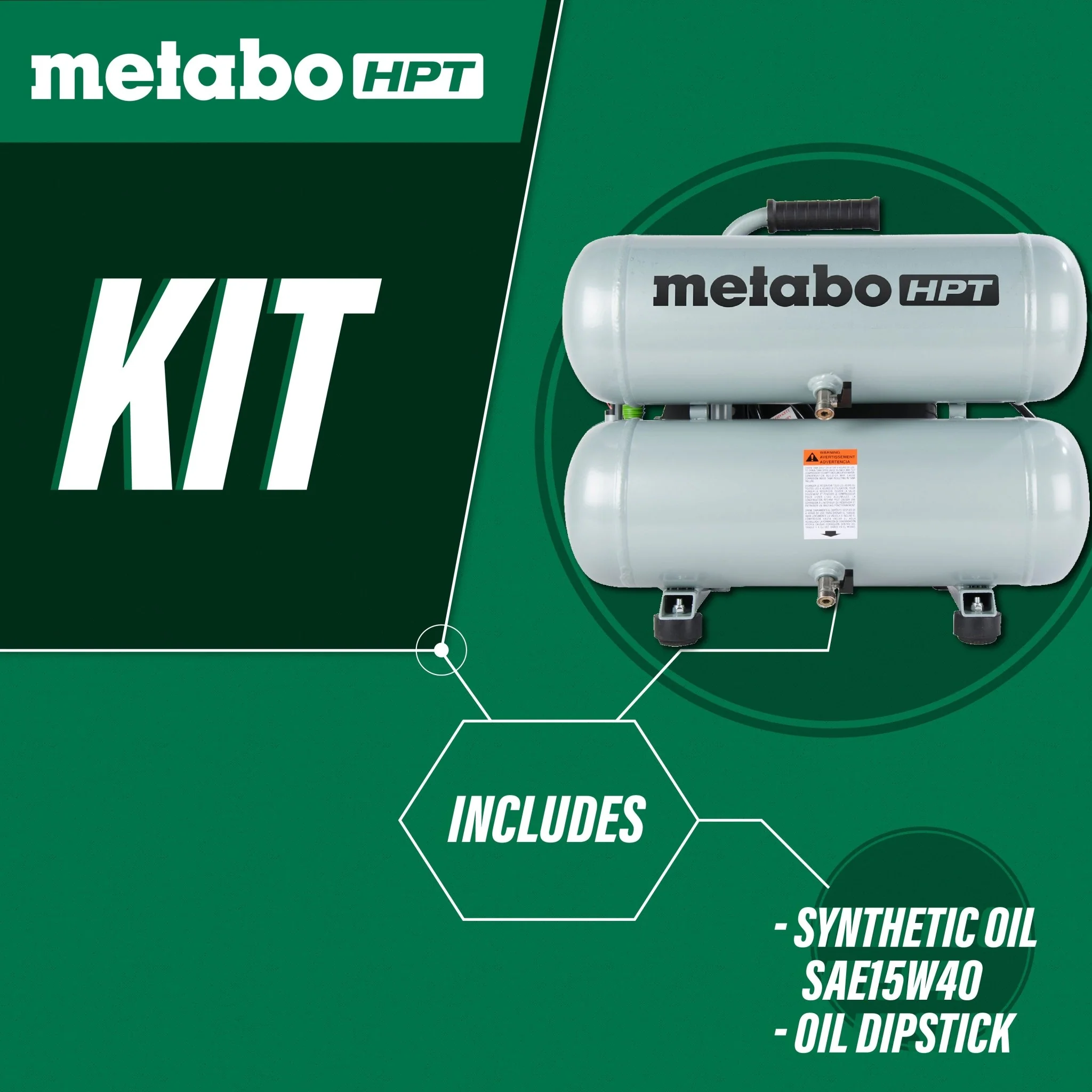 metabo HPT EC99SM 4 Gallon Portable Electric Twin Stack Air Compressor - Image 3