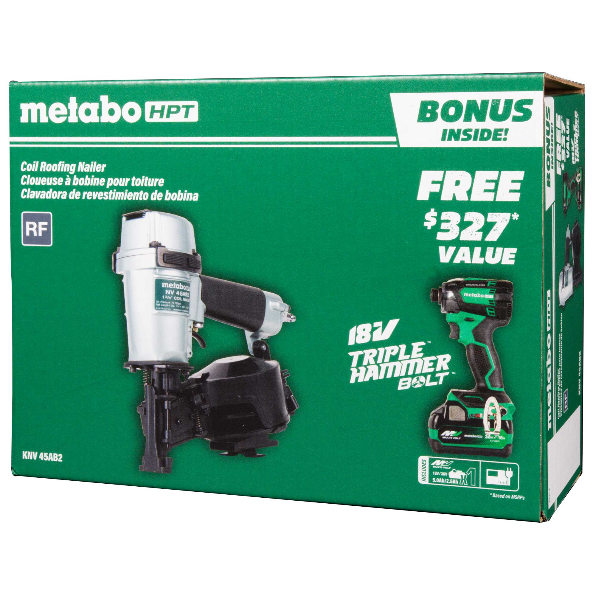 metabo HPT KNV45AB2 Coil Roofing Nailer & 18V Impact Driver Combo - Image 7
