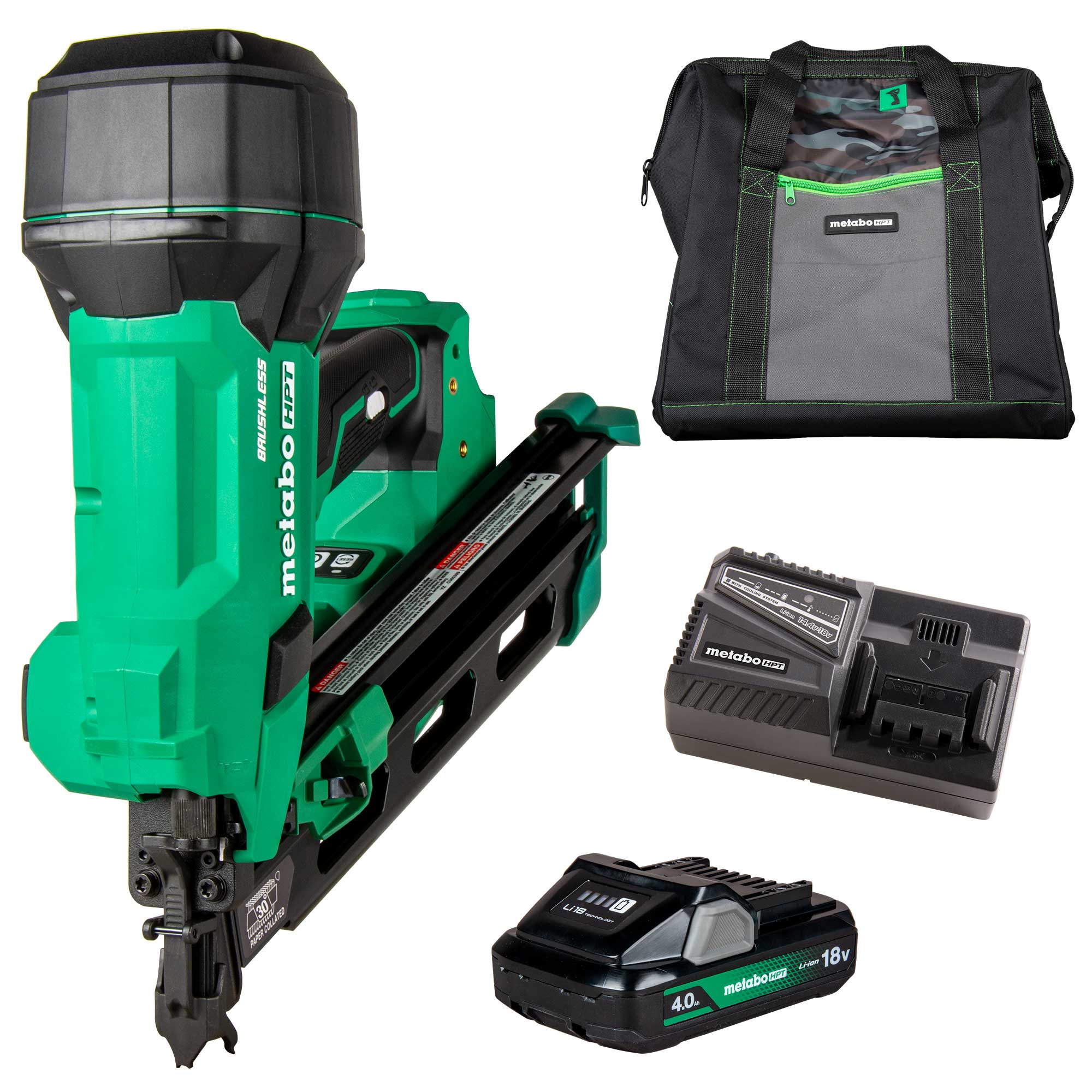 METABO HPT NR1890DCAM 18V MultiVolt Cordless 30° 3-1/2" Paper Tape Framing Nailer
