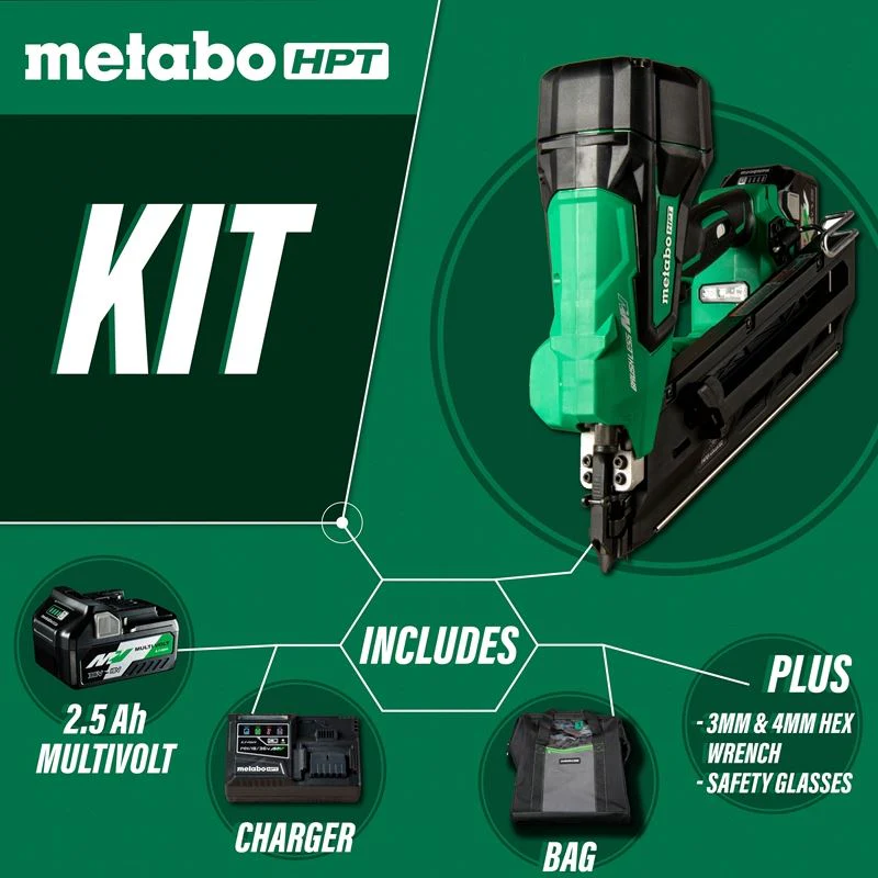 metabo HPT NR3690DCM 30 Degree 36V Cordless Paper Strip Framing Nailer - Image 3