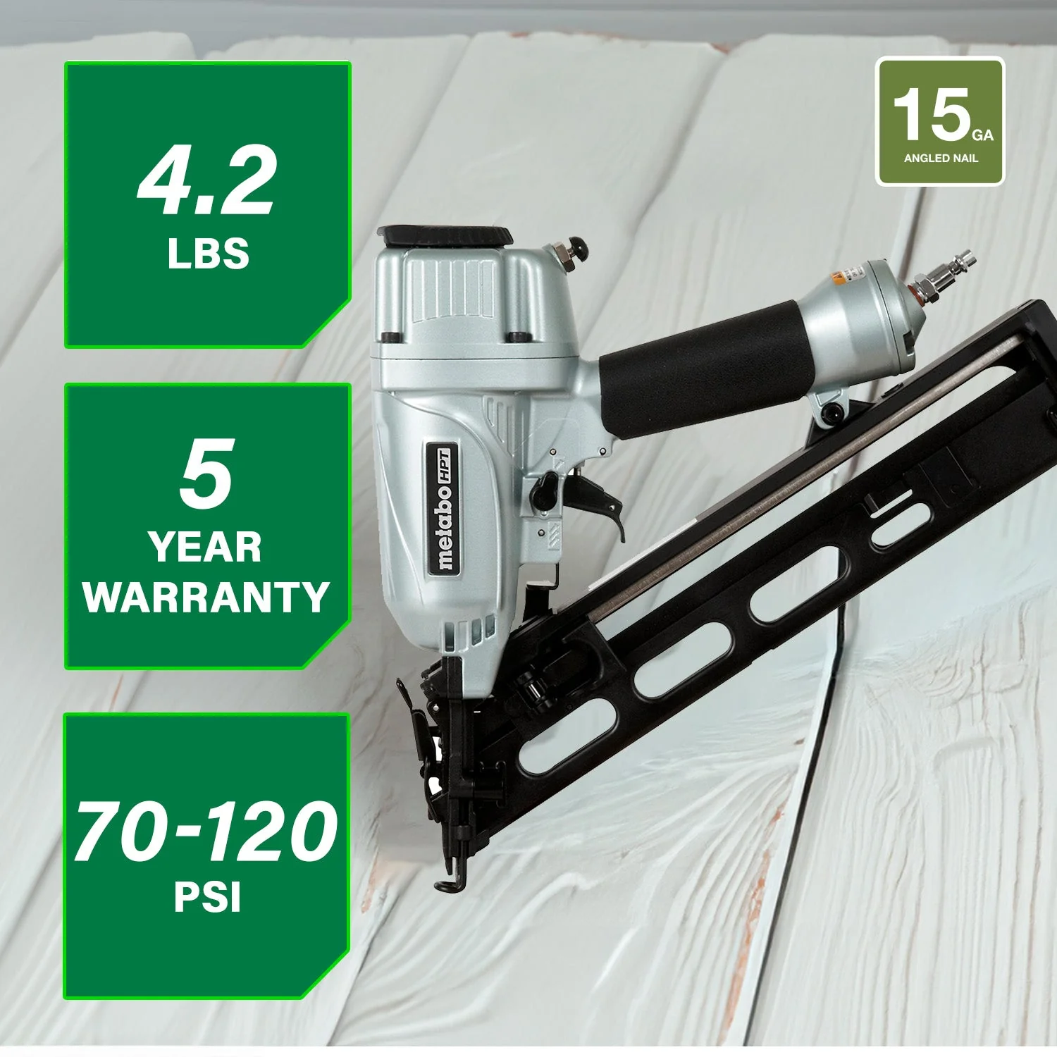 metabo HPT NT65MA4M 2-1/2 Inch 15 Gauge Angled Finish Nailer with Air Duster - Image 2