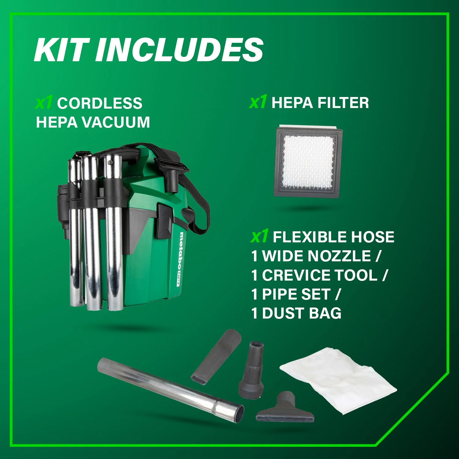 metabo HPT RP18DAQ4M 18V MultiVolt™ Cordless 1.6 Gallon Wet/Dry HEPA Vacuum (Tool Body Only) - Image 3