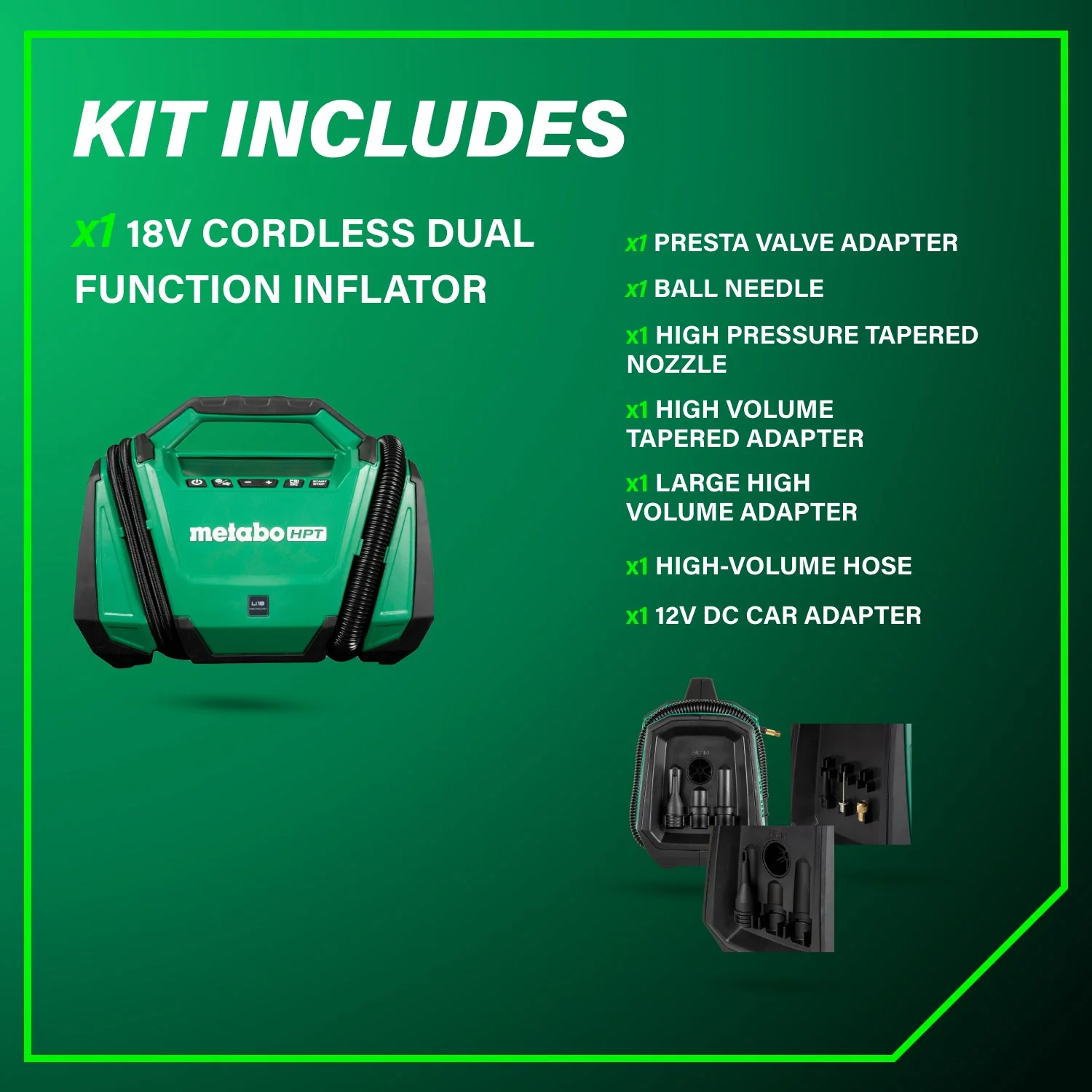 metabo HPT UP18DAQ4M 18V MultiVolt™ Cordless Dual Function Inflator (Tool Body Only) - Image 2