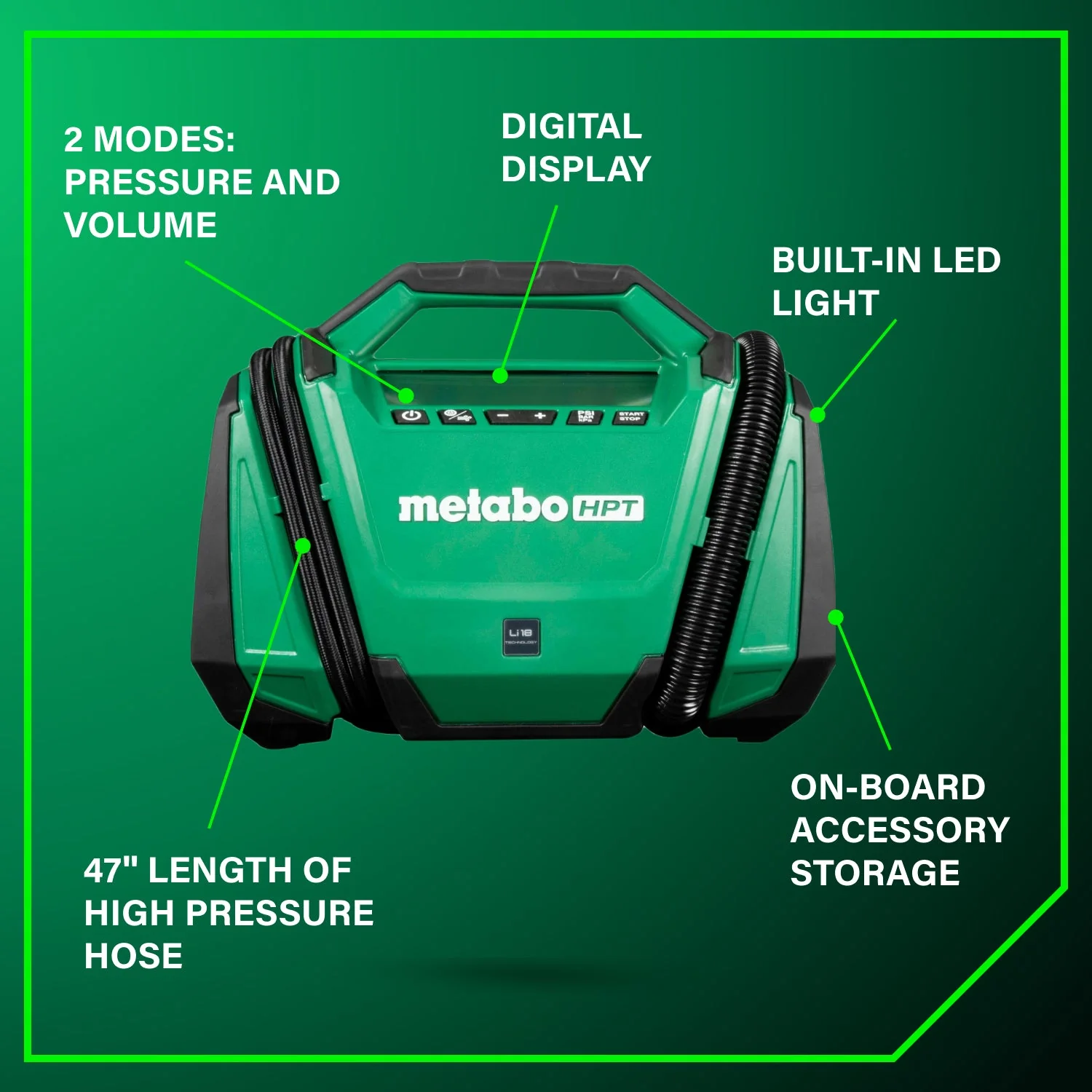 metabo HPT UP18DAQ4M 18V MultiVolt™ Cordless Dual Function Inflator (Tool Body Only) - Image 3